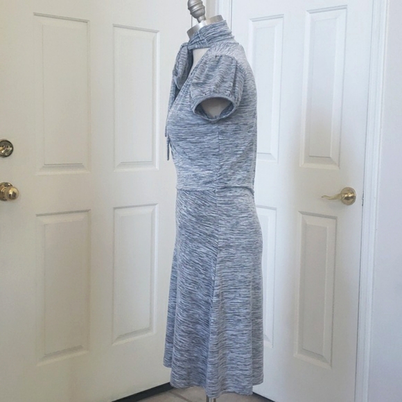 Y2k Retro Pussybow Dress Puff Sleeves Gray - Picture 4 of 14